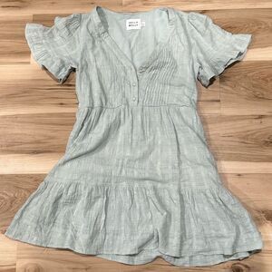 Hello Molly Light Green Mini Ruffle Dress Women’s 6